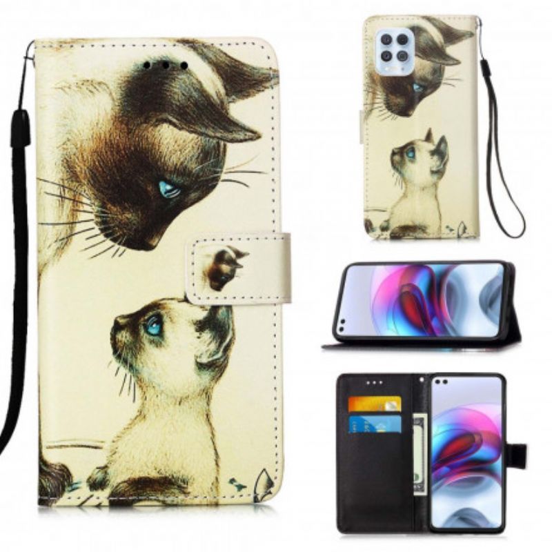 Κάλυμμα Folio Moto G100 Θήκες Κινητών Γατούλα Και Στρινγκ Μαμά