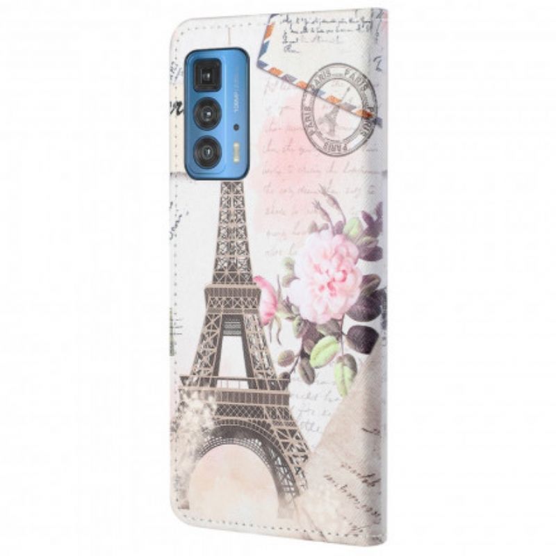 Κάλυμμα Folio Motorola Edge 20 Pro Θήκες Κινητών Ρετρό Πύργος Του Άιφελ