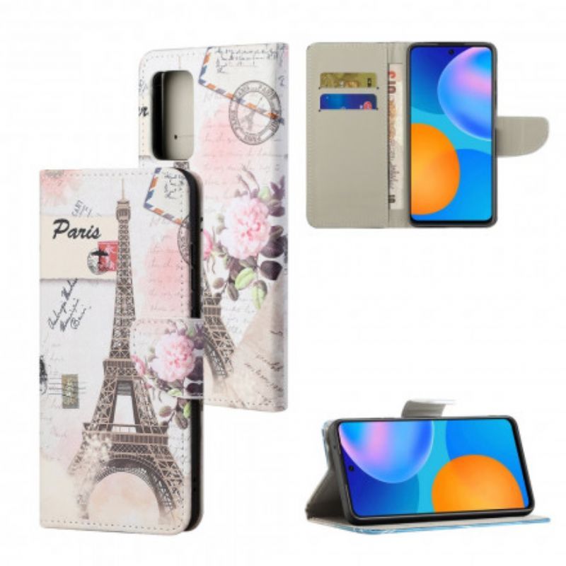 Κάλυμμα Folio Motorola Edge 20 Pro Θήκες Κινητών Ρετρό Πύργος Του Άιφελ
