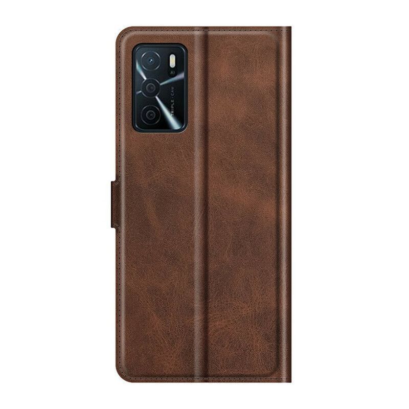 Κάλυμμα Folio Oppo A16 / A16s Μαύρο Εξαιρετικά Λεπτό Δερμάτινο Εφέ