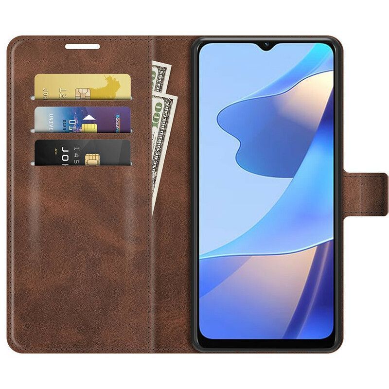 Κάλυμμα Folio Oppo A16 / A16s Μαύρο Εξαιρετικά Λεπτό Δερμάτινο Εφέ