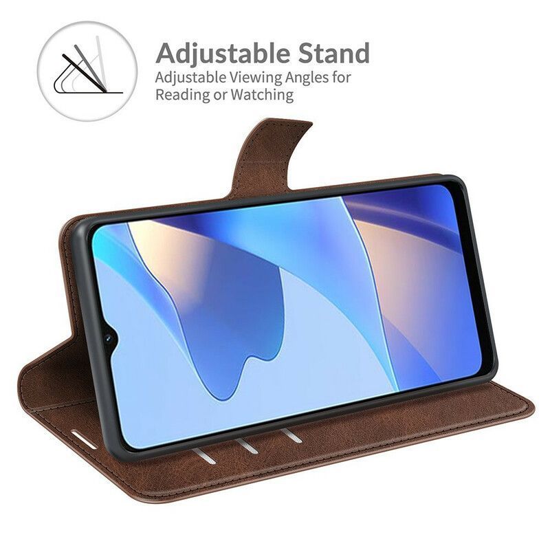 Κάλυμμα Folio Oppo A16 / A16s Μαύρο Εξαιρετικά Λεπτό Δερμάτινο Εφέ