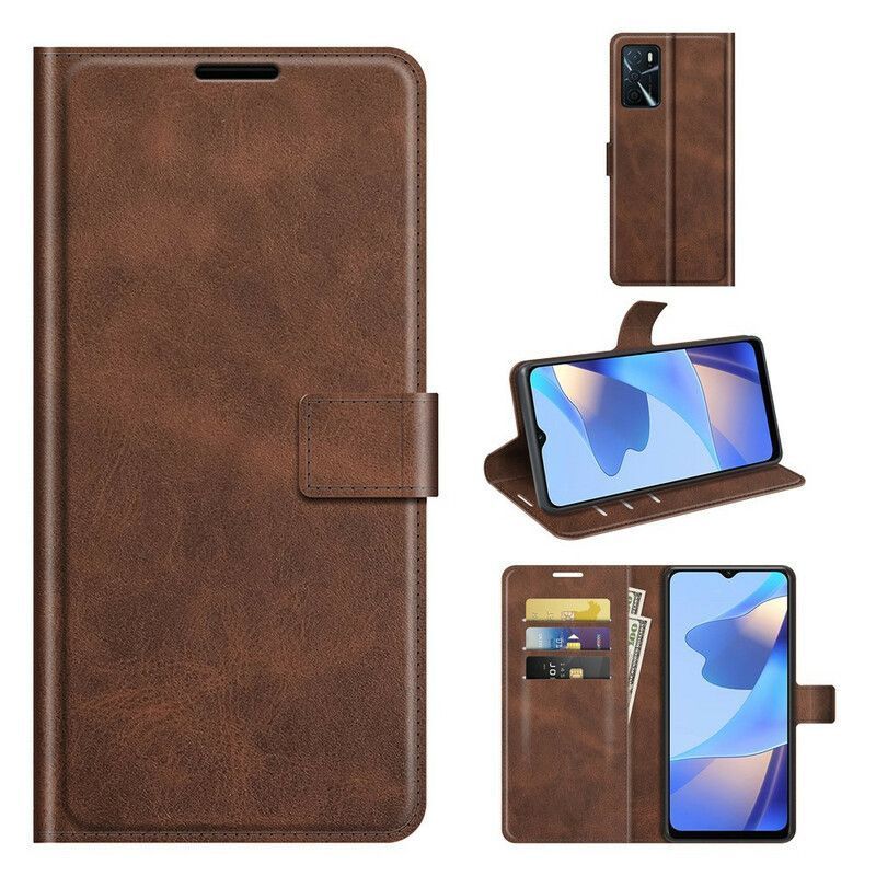 Κάλυμμα Folio Oppo A16 / A16s Μαύρο Εξαιρετικά Λεπτό Δερμάτινο Εφέ