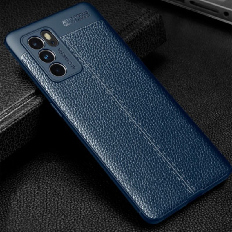 Κάλυμμα Για Oppo Reno 6 Pro 5G Μαύρο Εφέ Δέρματος Λίτσι