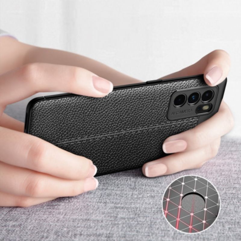 Κάλυμμα Για Oppo Reno 6 Pro 5G Μαύρο Εφέ Δέρματος Λίτσι