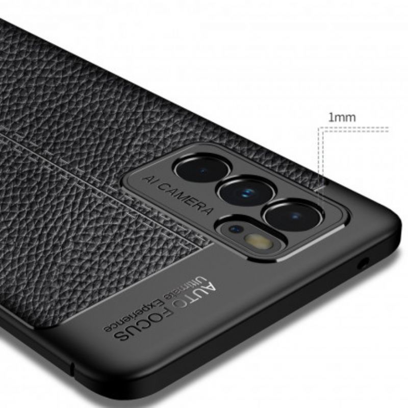 Κάλυμμα Για Oppo Reno 6 Pro 5G Μαύρο Εφέ Δέρματος Λίτσι