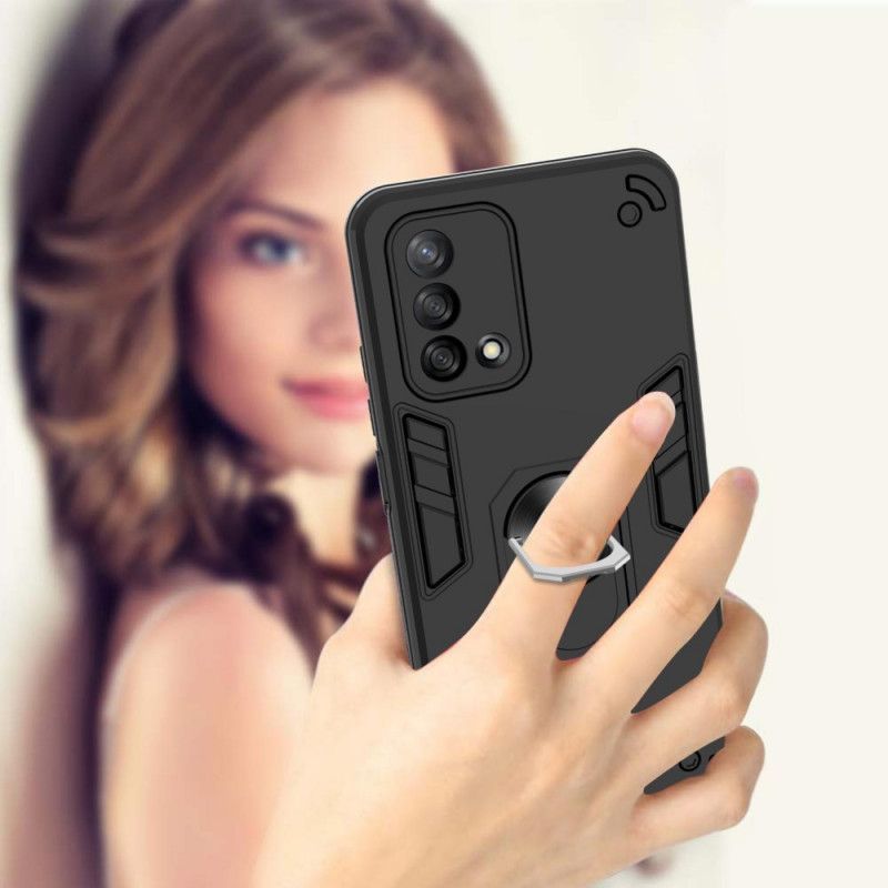 Κάλυμμα Oppo A74 4G Μαύρο Αποσπώμενος Μεταλλικός Δακτύλιος Στήριξης
