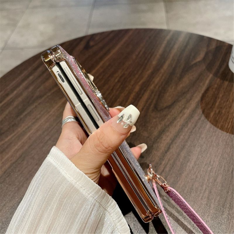 Κάλυμμα Oppo Find N3 Γυαλιστερή Επιφάνεια Και Λουράκι Σιλικόνης