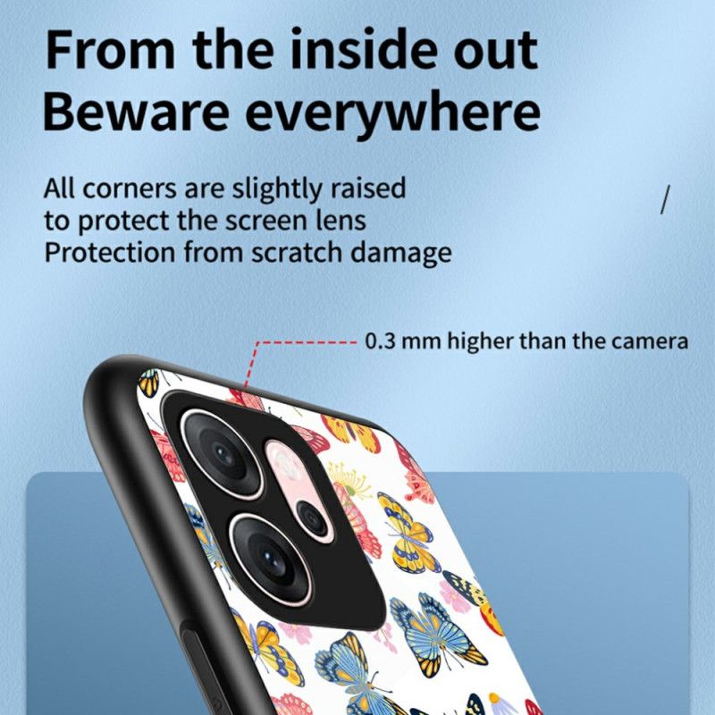 Κάλυμμα Oppo Reno 14f 5g Σκληρυμένο Γυαλί Πεταλούδας Σιλικόνης