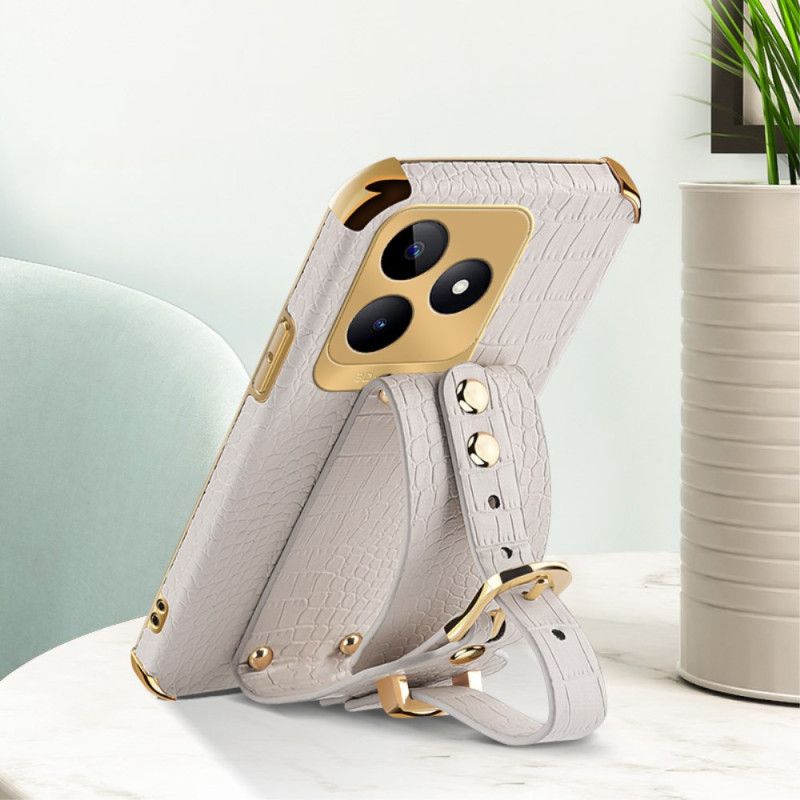 Κάλυμμα Realme C53 Υποστήριξη Βραχιολιού Με Υφή Κροκόδειλου