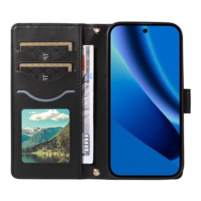 Θηκη Κινητου Google Pixel 10a Καπιτονέ Πορτοφόλι Με Λουράκι Και Λουράκι Ώμου