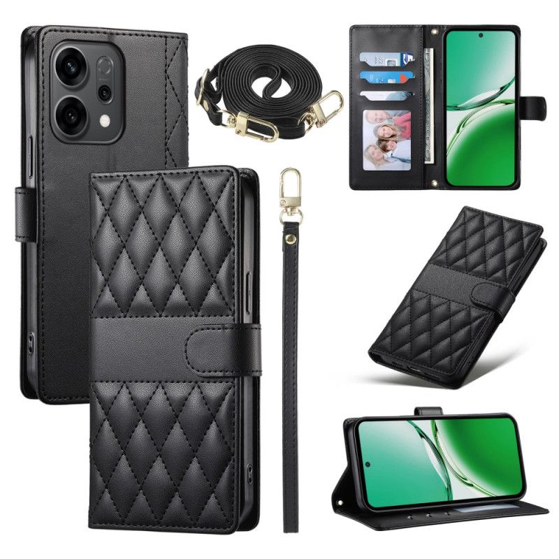 Θηκη Κινητου Oppo Reno 14 5g Καπιτονέ Στυλ Με Λουράκι Και Λουράκι Ώμου