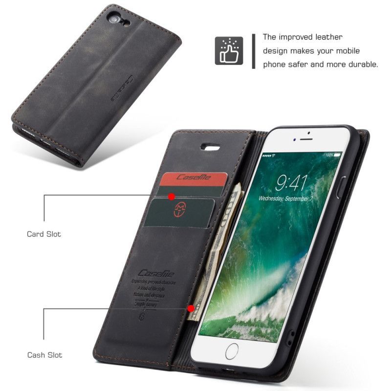 Αναδιπλούμενο Κάλυμμα Iphone Se 2 / 8 / 7 Ψεύτικο Δέρμα Κασέμι
