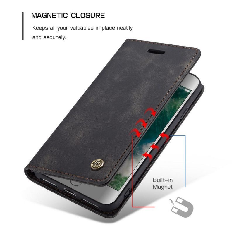 Αναδιπλούμενο Κάλυμμα Iphone Se 2 / 8 / 7 Ψεύτικο Δέρμα Κασέμι