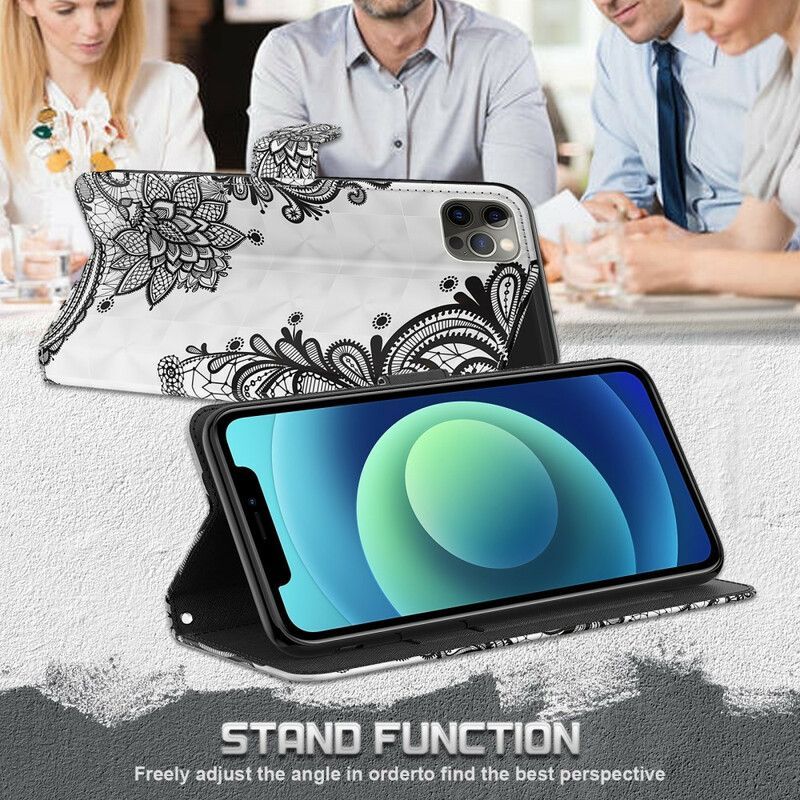 δερματινη Κάλυμμα Για iPhone 13 Pro Max Λουλούδια Δαντέλας