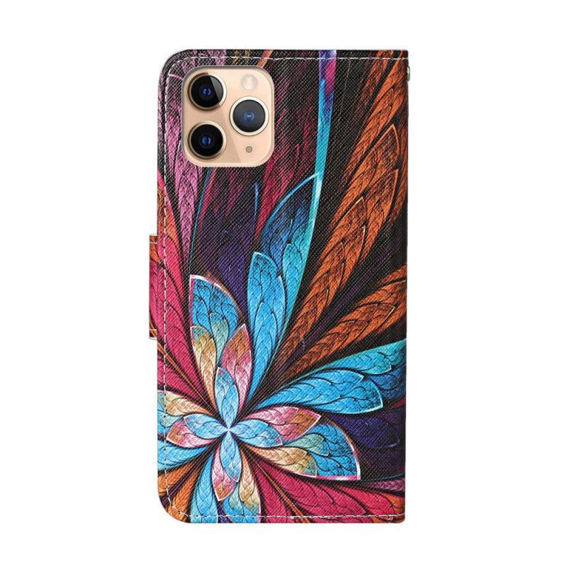 δερματινη Κάλυμμα iPhone 12 Pro Max Χρωματιστά Φύλλα Με Κορδόνι