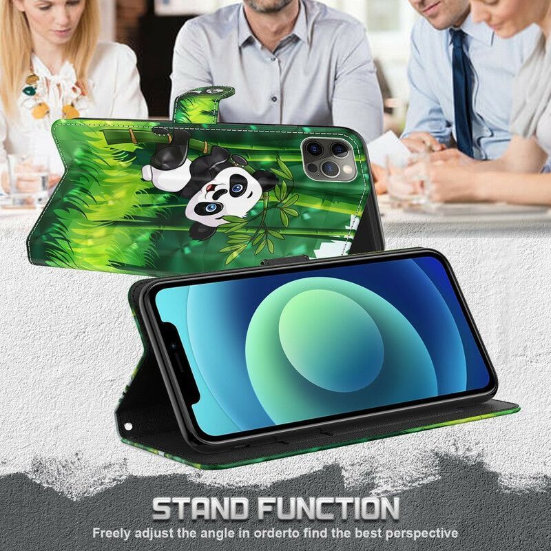 δερματινη Κάλυμμα iPhone 13 Mini Panda Και Μπαμπού