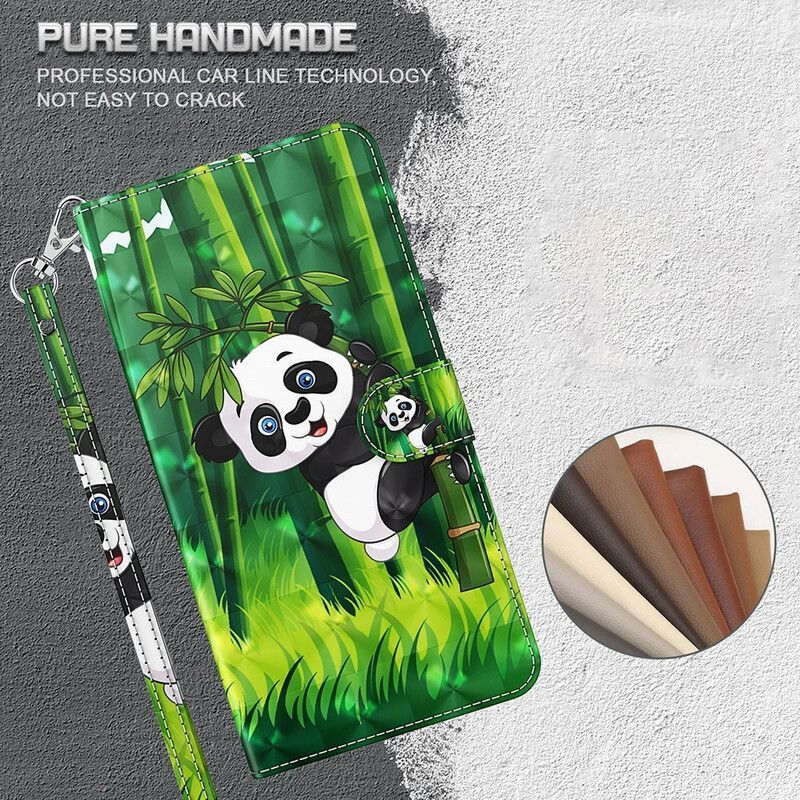 δερματινη Κάλυμμα iPhone 13 Mini Panda Και Μπαμπού