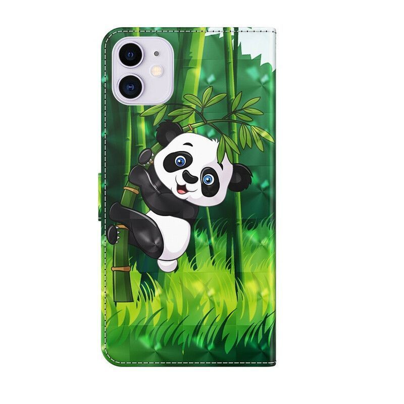 δερματινη Κάλυμμα iPhone 13 Mini Panda Και Μπαμπού
