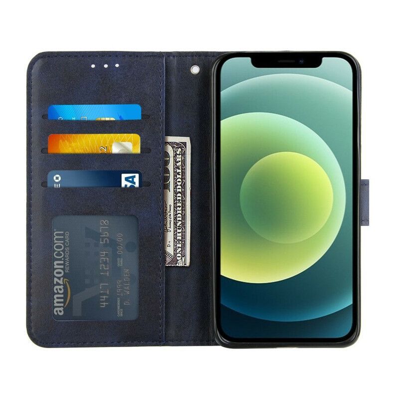 δερματινη Κάλυμμα iPhone 13 Pro Μαύρο Geo Leather Εφέ Με Τιράντες