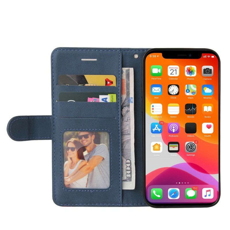 δερματινη Κάλυμμα iPhone 13 Pro Max Μαύρο Signature Δίχρωμο Ψεύτικο Δέρμα