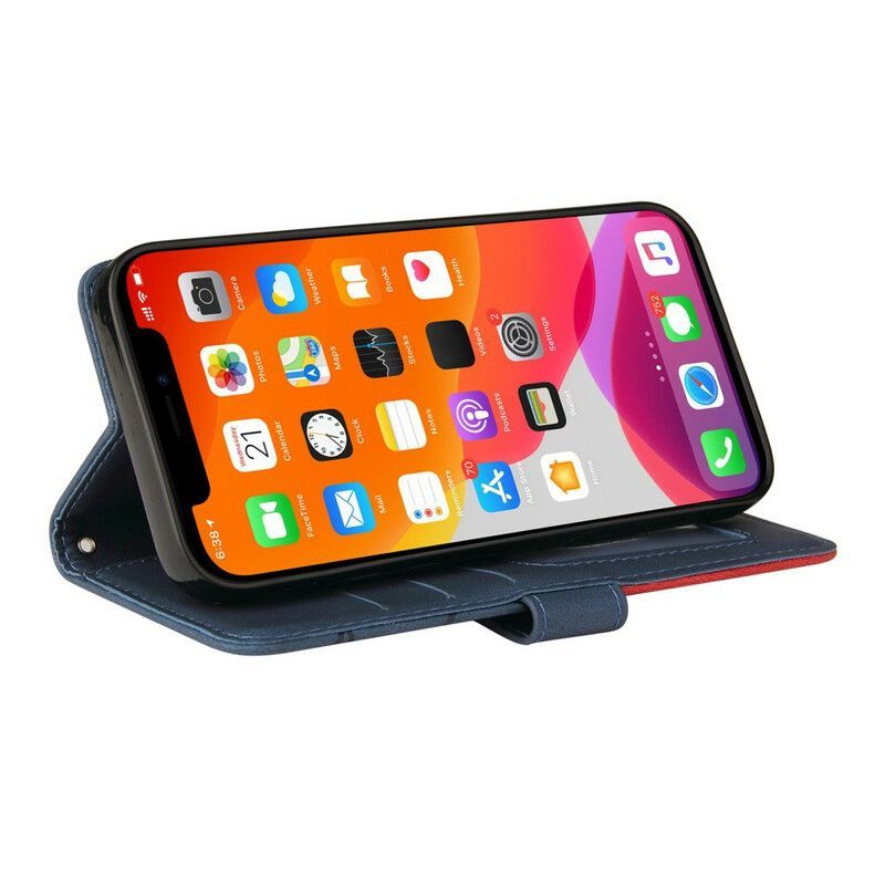 δερματινη Κάλυμμα iPhone 13 Pro Max Μαύρο Signature Δίχρωμο Ψεύτικο Δέρμα