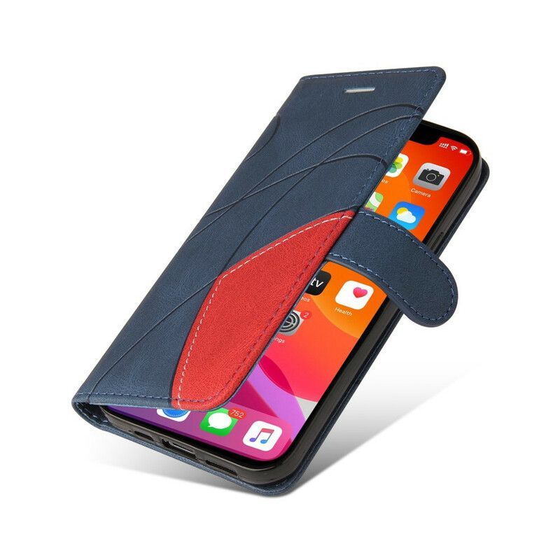 δερματινη Κάλυμμα iPhone 13 Pro Max Μαύρο Signature Δίχρωμο Ψεύτικο Δέρμα