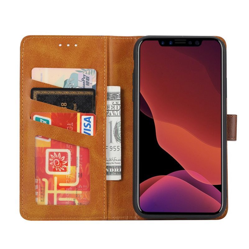 δερματινη Κάλυμμα iPhone XR Μαύρο Δερμάτινη Μπροστινή Θήκη Για Κάρτες Και Λουράκι