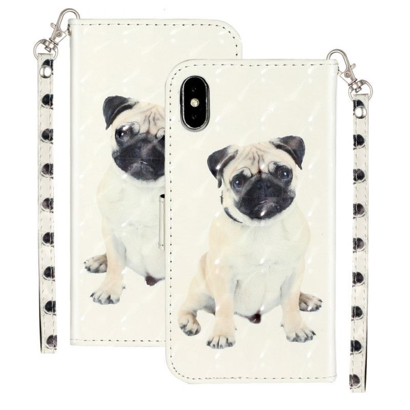 δερματινη Κάλυμμα iPhone XS Max Στίγματα Φωτός Σκύλου Με Λουράκι