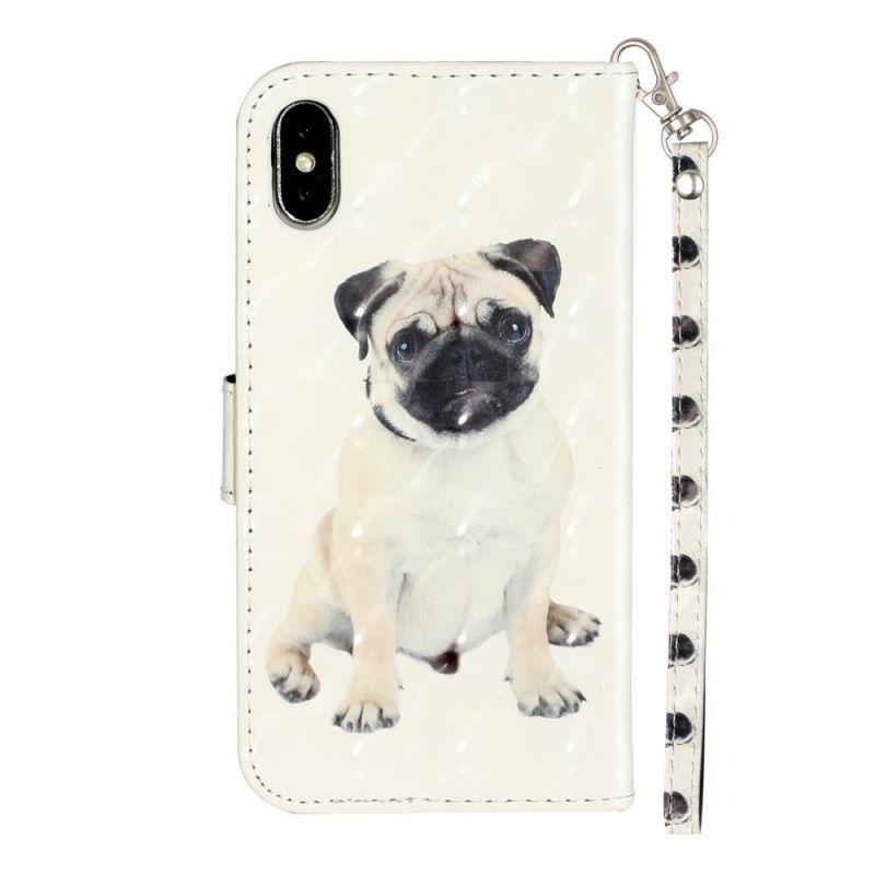 δερματινη Κάλυμμα iPhone XS Max Στίγματα Φωτός Σκύλου Με Λουράκι