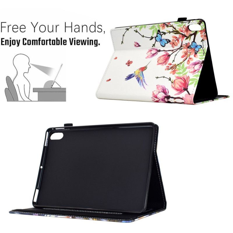 Δερματινη Θηκη iPad (2025) Σχέδιο Λουλουδιών Και Πουλιών
