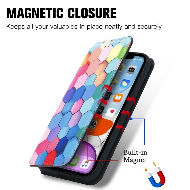 δερματινη θηκη iPhone 13 Pro Max Κόκκινο Εκπληκτικό Πολύχρωμο Μοτίβο