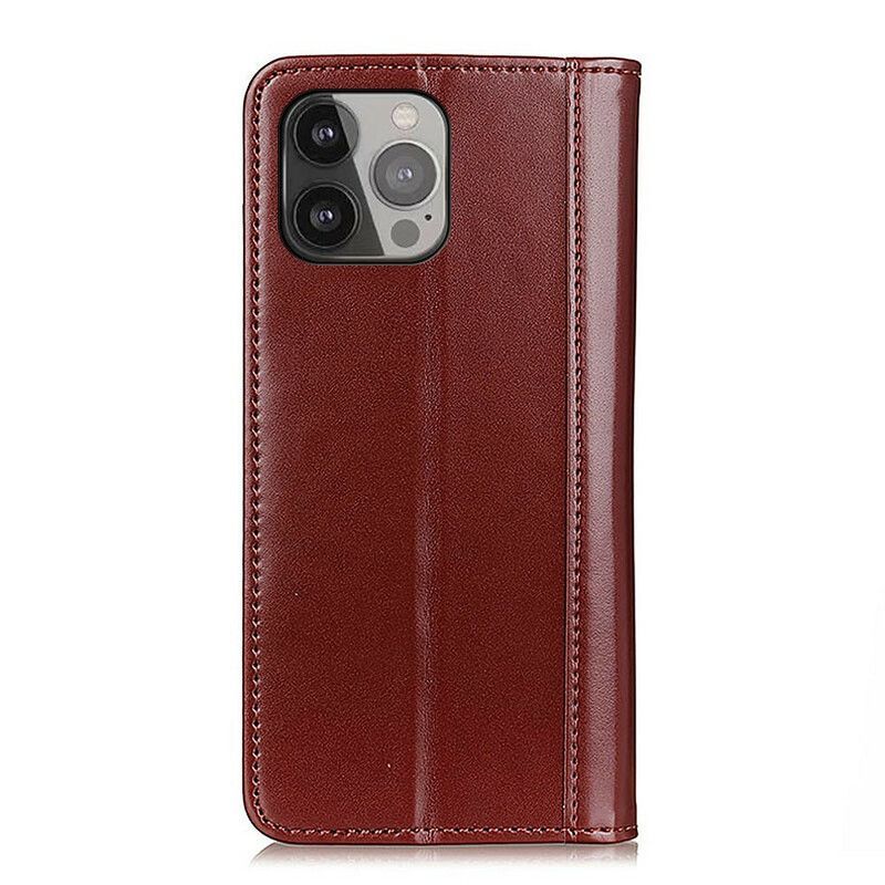 δερματινη θηκη iPhone 13 Pro Max Μαύρο Γυαλιστερό Σπαστό Δέρμα