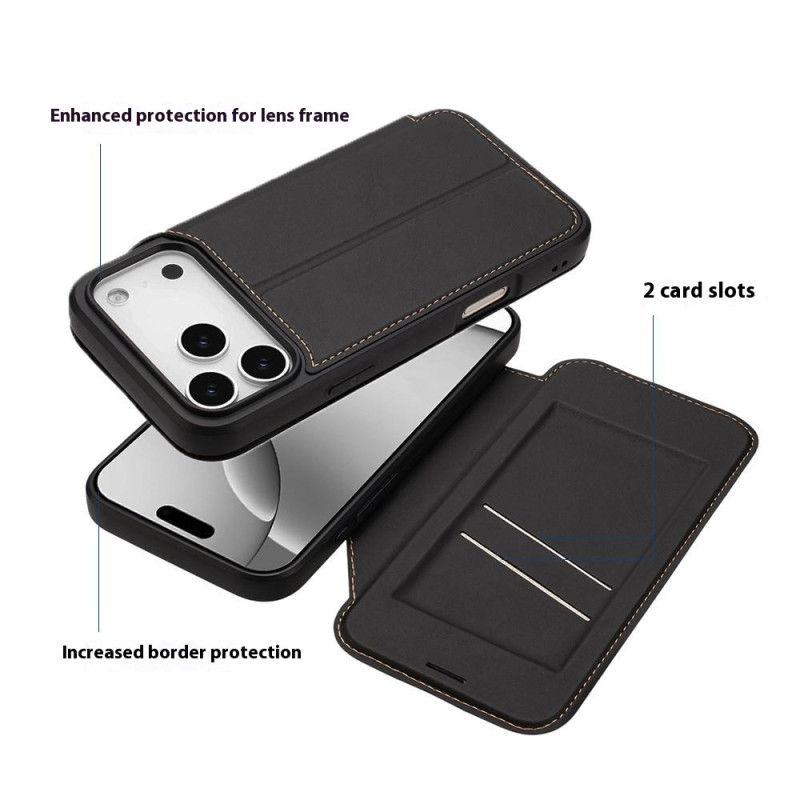 Δερματινη Θηκη iPhone 17 Pro Max Μαγνητικό Κλείσιμο Και Θήκη Κάρτας