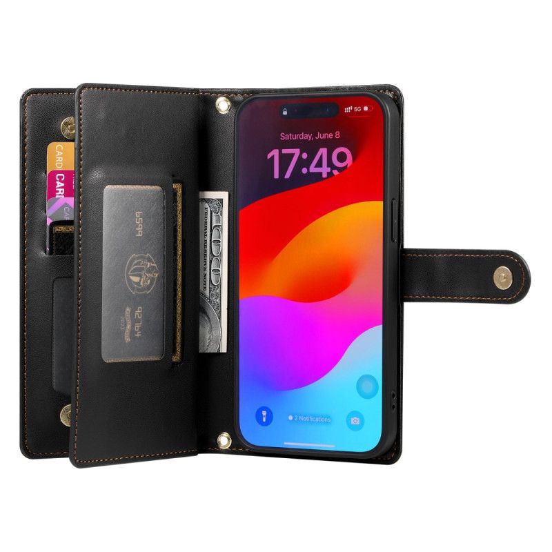 Δερματινη Θηκη iPhone 17 Pro Max Πορτοφόλι Με Τσέπη Με Φερμουάρ
