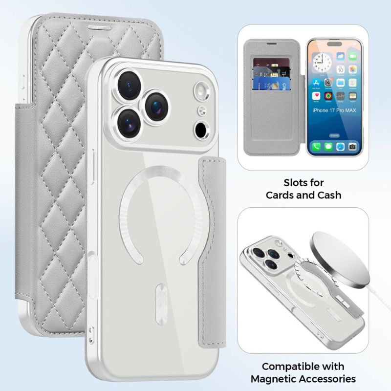 Δερματινη Θηκη iPhone 17 Pro Max Συμβατό Με Magsafe Καπιτονέ Σιλικόνης