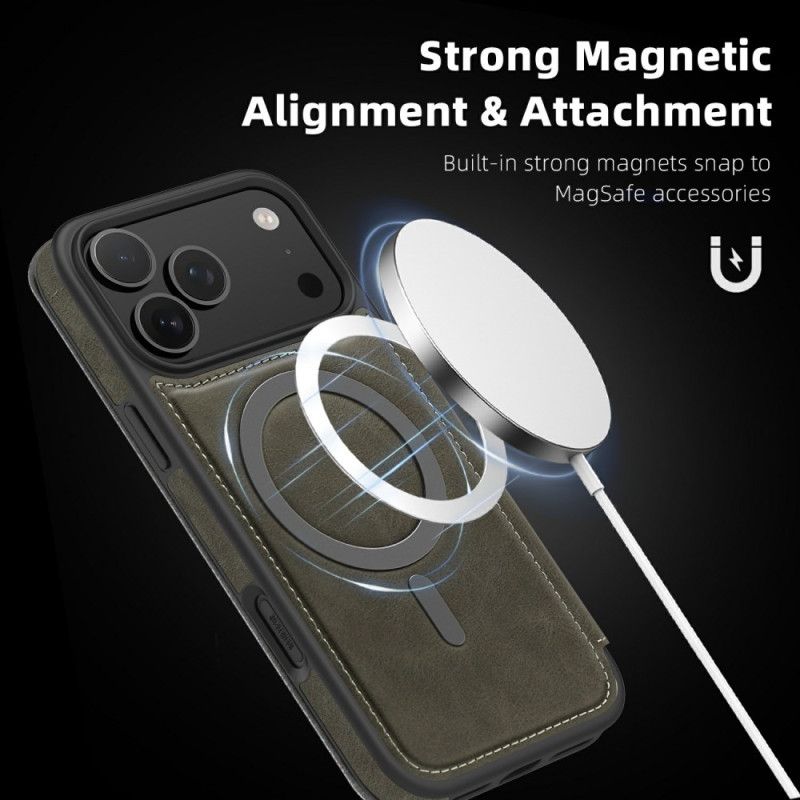 Δερματινη Θηκη iPhone 17 Pro Max Συμβατό Με Magsafe Με Θήκη Κάρτας Rfid Σιλικόνης