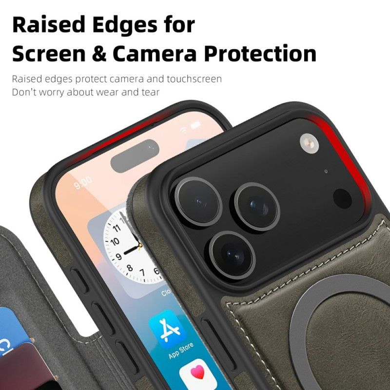 Δερματινη Θηκη iPhone 17 Pro Max Συμβατό Με Magsafe Με Θήκη Κάρτας Rfid Σιλικόνης