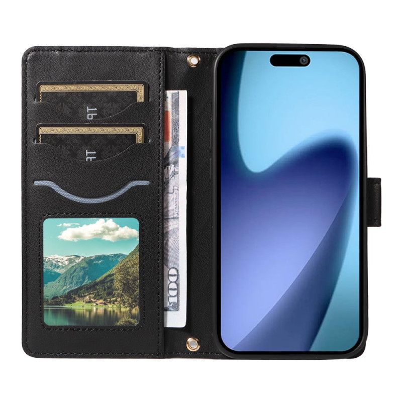 Δερματινη Θηκη iPhone Air Καπιτονέ Με Λουράκι Και Λουράκι Ώμου Σιλικόνης