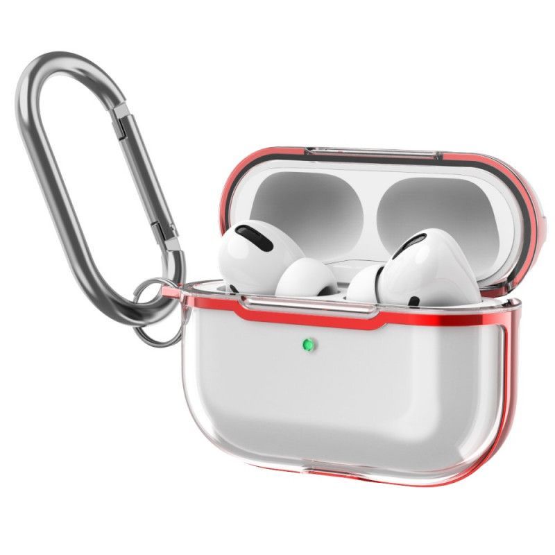 Κάλυμμα AirPods Pro Γκρι Διάφανο Μεταλλικό Σχέδιο Με Καραμπίνερ