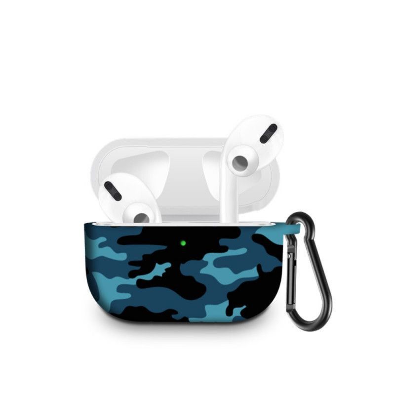 Κάλυμμα AirPods Pro Πράσινο Σιλικόνη Καμουφλάζ Με Καραμπίνερ