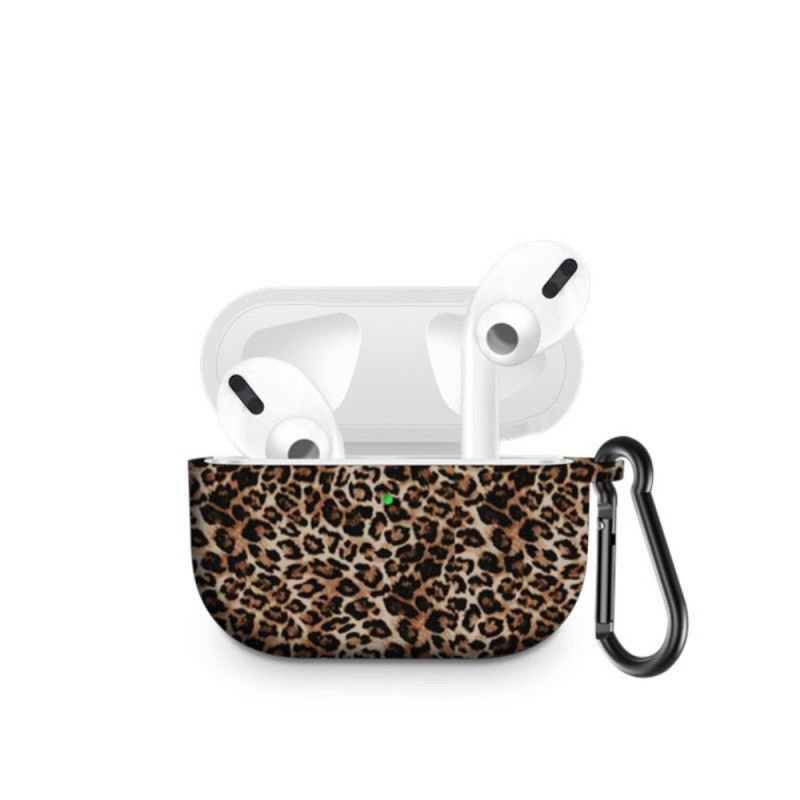 Κάλυμμα AirPods Pro Σιλικόνη Λεοπάρ Με Καραμπίνερ
