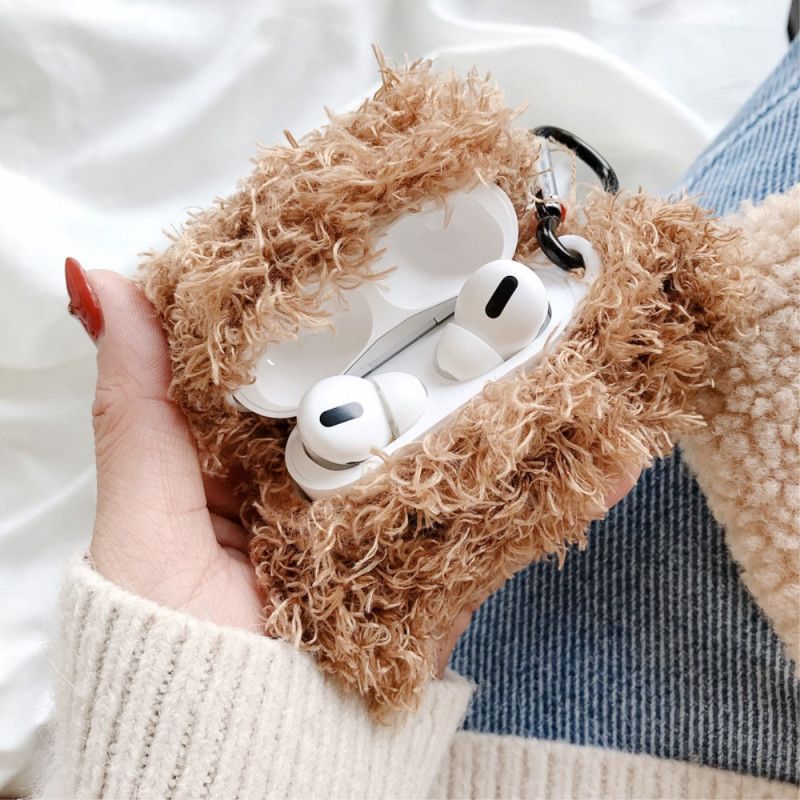 Κάλυμμα AirPods Pro Σκούρο Καφέ Τρελός Σκύλος Με Καραμπίνερ