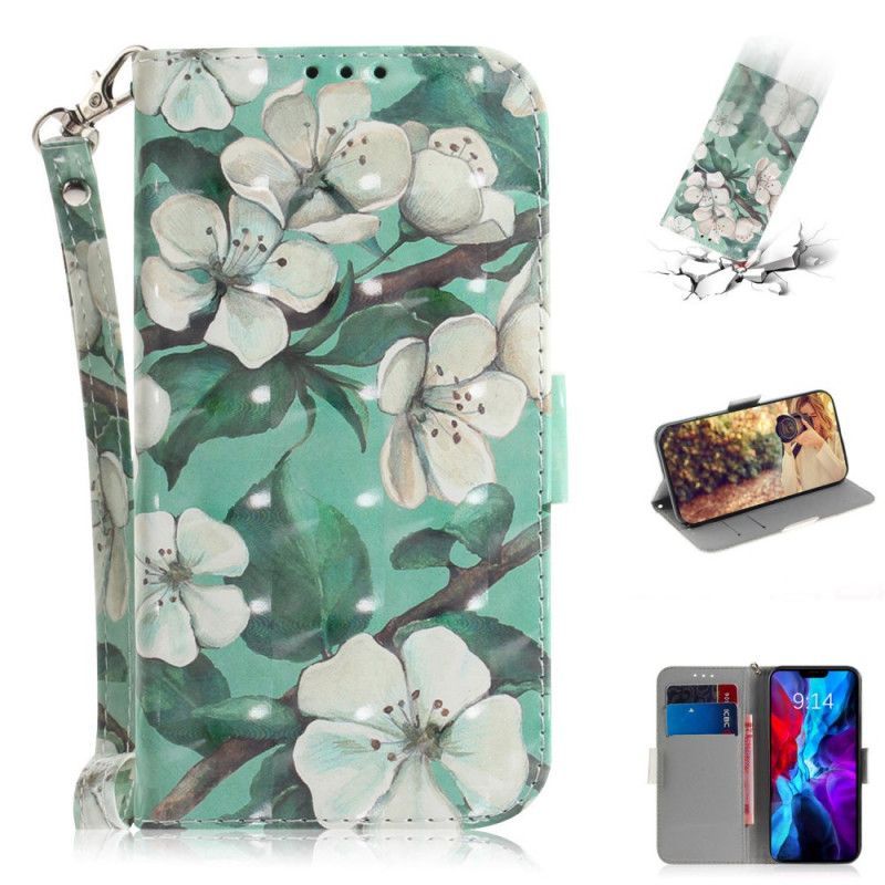 Κάλυμμα Folio iPhone 12 Mini Γκρι Λουλουδάτο Κλαδί