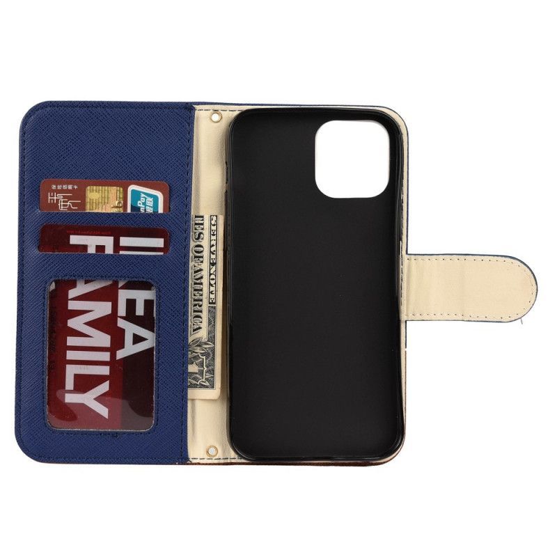 Κάλυμμα Folio iPhone 12 Mini Μαύρο Δίχρωμη Απομίμηση Δέρματος