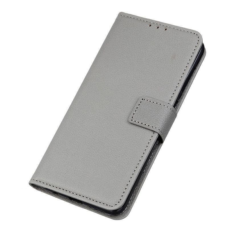 Κάλυμμα Folio iPhone 12 / 12 Pro Μαύρο Ρετρό Ραφές Από Ψεύτικο Δέρμα Λίτσι