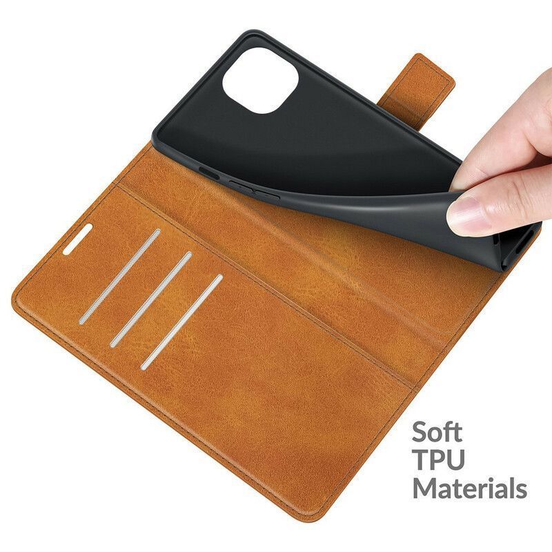 Κάλυμμα Folio iPhone 13 Mini Μαύρο Επώνυμο Δερμάτινο Στυλ