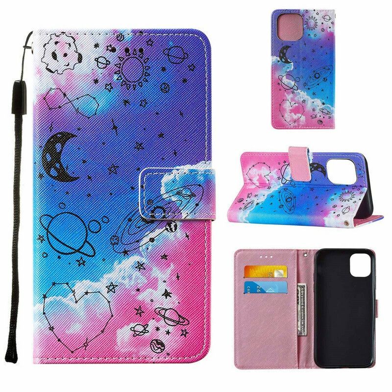 Κάλυμμα Folio iPhone 13 Pro Max Θήκες Κινητών Καρδιά Και Πλανήτες