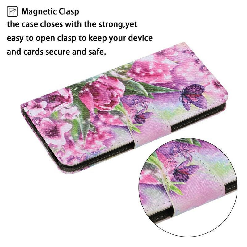 Κάλυμμα Folio iPhone 13 Θήκες Κινητών Πεταλούδες Και Τουλίπες
