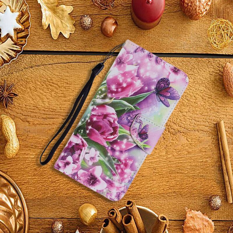 Κάλυμμα Folio iPhone 13 Θήκες Κινητών Πεταλούδες Και Τουλίπες